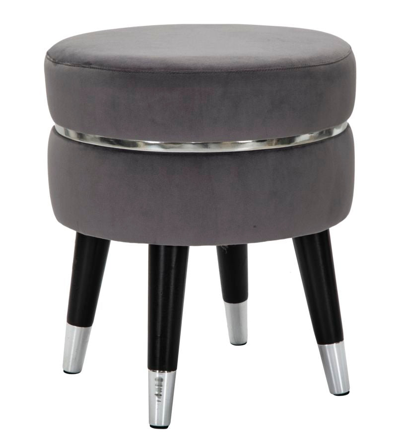 Sgabello Paris Elegante Grigio e Argento Ø 35 cm H 40,5 cm
