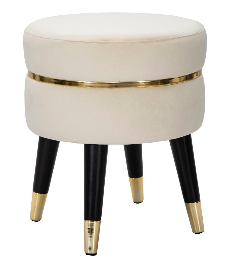 Hocker Paris Elegant Creme und Gold ø 35x40,5 cm
