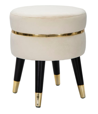 Hocker Paris Elegant Creme und Gold ø 35x40,5 cm