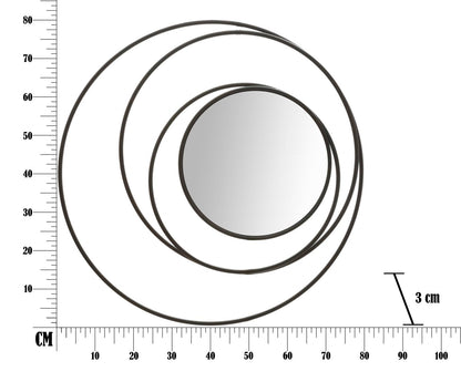 Runder Spiegel aus schwarzem Metall 80x3 cm (Ø)