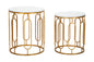 Tory Marble Side Table Set - Elegant Pair Ø 46x55 and Ø 39x48