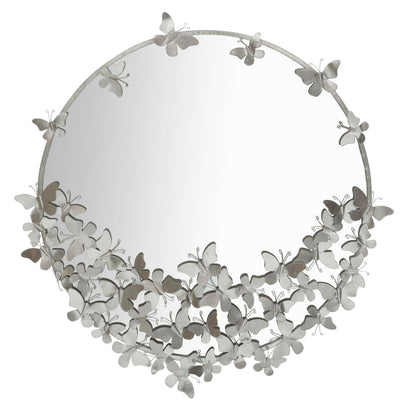 Spiegel Silber Schmetterlinge Rund Ø 91 cm - Elegantes und vielseitiges Design