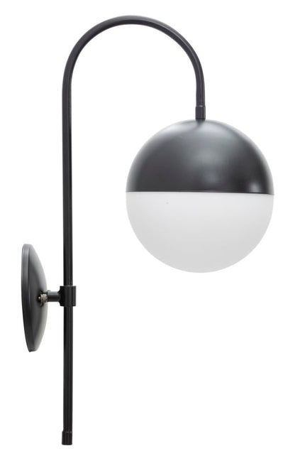 Wandleuchte Darky Street 19x31x51 cm aus schwarzem Metall und weißem Glas