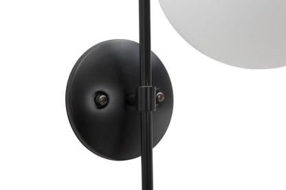 Wandleuchte Darky Street 19x31x51 cm aus schwarzem Metall und weißem Glas