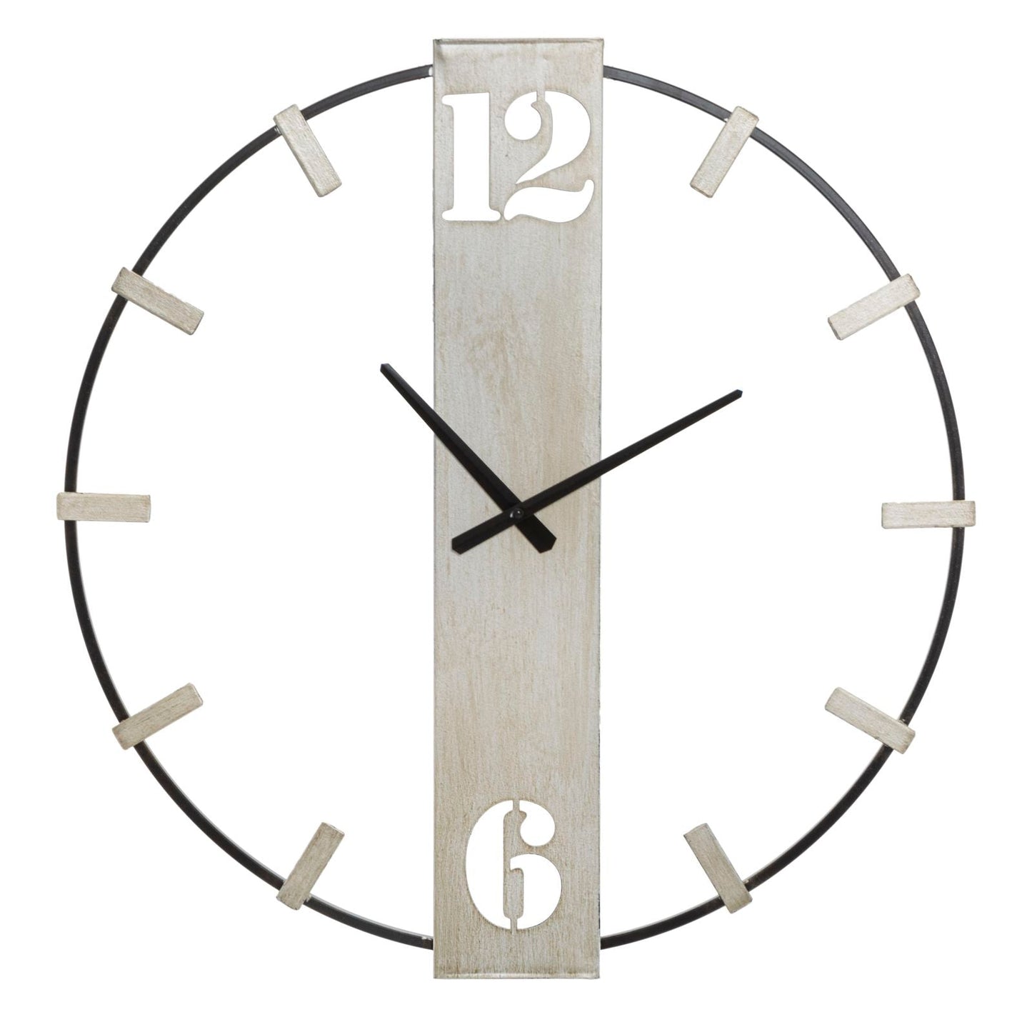 Elegante Wanduhr aus silberfarbenem Metall, 61x4,5x63 cm