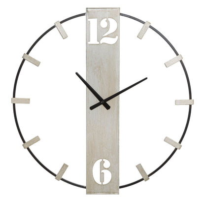 Elegante Wanduhr aus silberfarbenem Metall, 61x4,5x63 cm