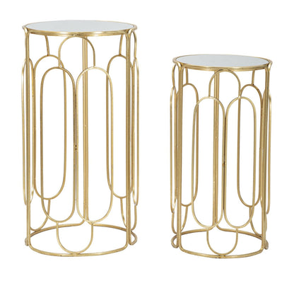 Runde Beistelltische Arty aus goldenem Metall mit Spiegelglasplatte
