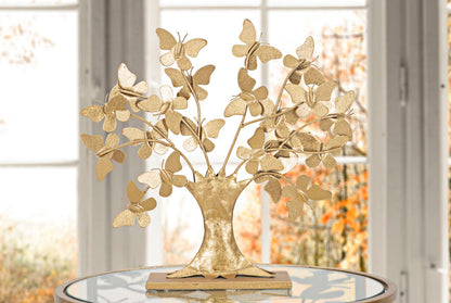 Baum des Lebens mit Glam Schmetterlingen - Metallornament 31x8x30 cm