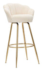 Vienna bar stool in cream velvet with golden legs 55x53x110 cm