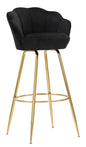 Elegant Vienna Bar Stool in Black Velvet 55x53x110 cm