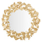 Elegant Round Mirror with Metal Leaf Details Ø 87 cm