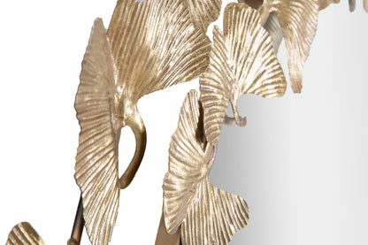 Eleganter runder Spiegel mit Blattdetails aus Metall Ø 87 cm