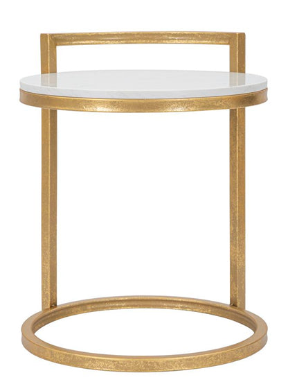Tavolo rotondo in marmo con base dorata cm 40x43x50
