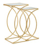 Pair of Gilded Metal Side Tables with Mirrored Glass Tops - Dimensions 35x35x70 cm and 30x30x60 cm