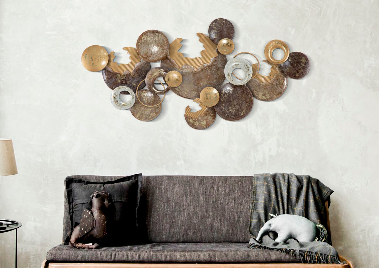 Dekoratives Eisenpaneel, rund, 135x7x69 cm