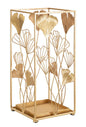 Elegant Gold-Colored Metal Umbrella Stand with Floral Decorations 22.5x22.5x48.5 cm