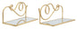 Pair of Mirrored Glass and Gilded Metal Wall-Mounted Nightstands 41.5x18x20.5 cm