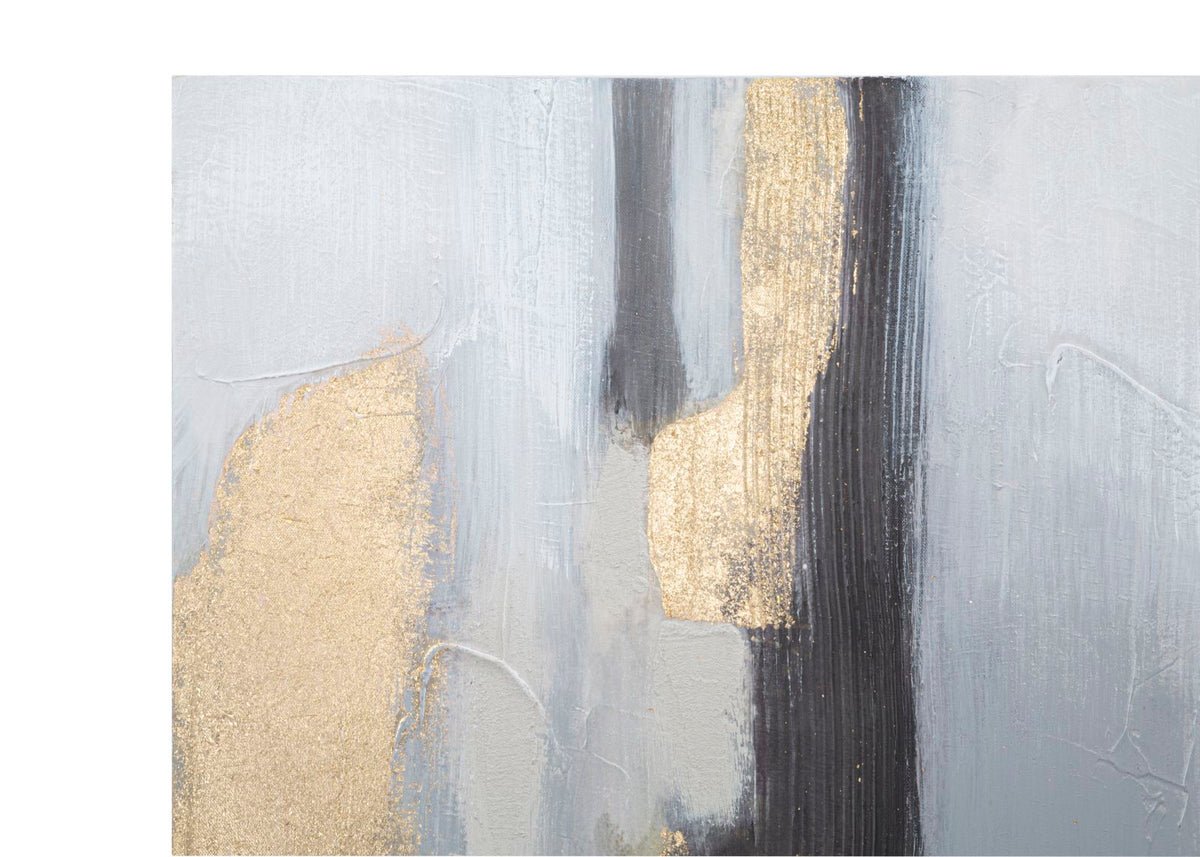 Abstract painting on gray/gold canvas 80x2.8x100 cm