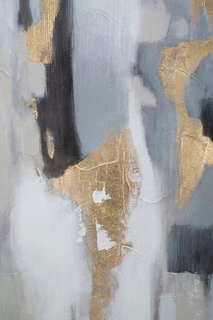 Abstract painting on gray/gold canvas 80x2.8x100 cm