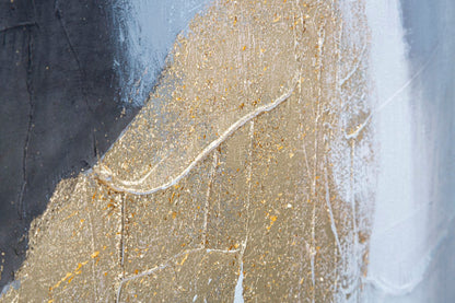 Abstract painting on gray/gold canvas 80x2.8x100 cm