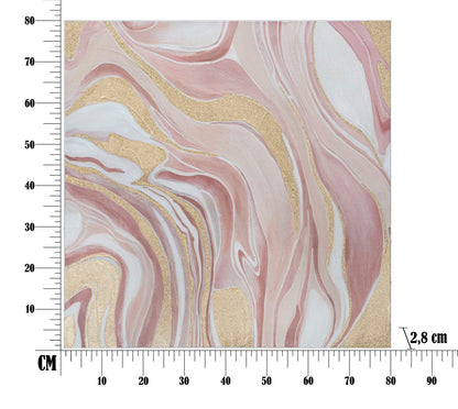 Abstraktes Gemälde Pinkly auf Leinwand 80x2,8x80 cm