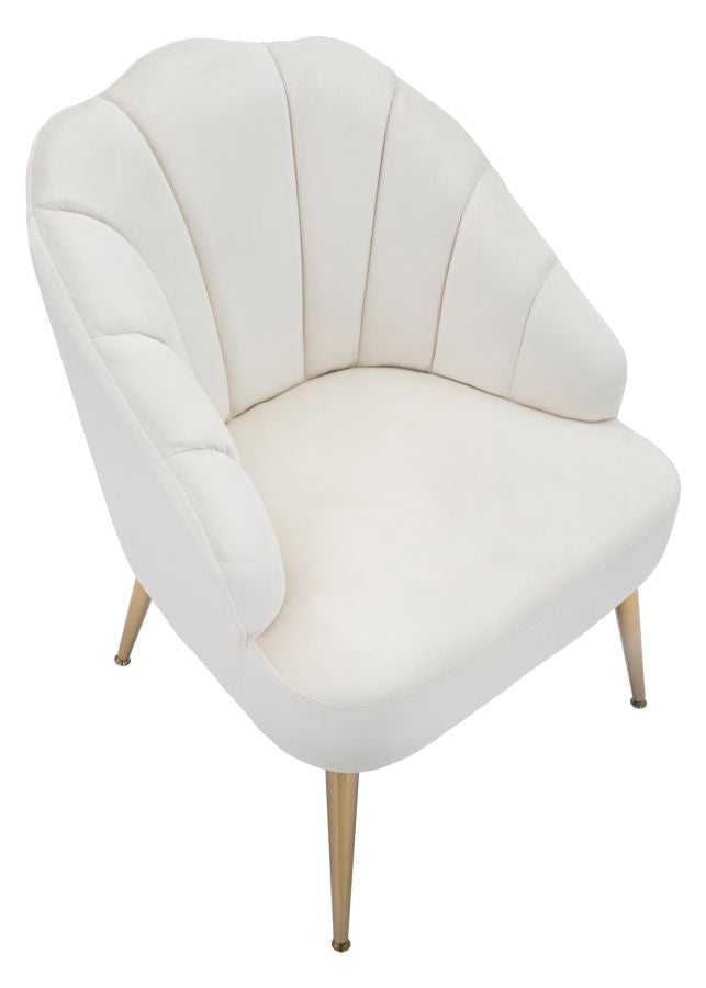 Eleganter Shell-Sessel Samt Creme 65x69x84