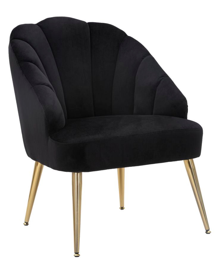 Sessel Shell Elegant aus schwarzem Samt 65x69x84 cm