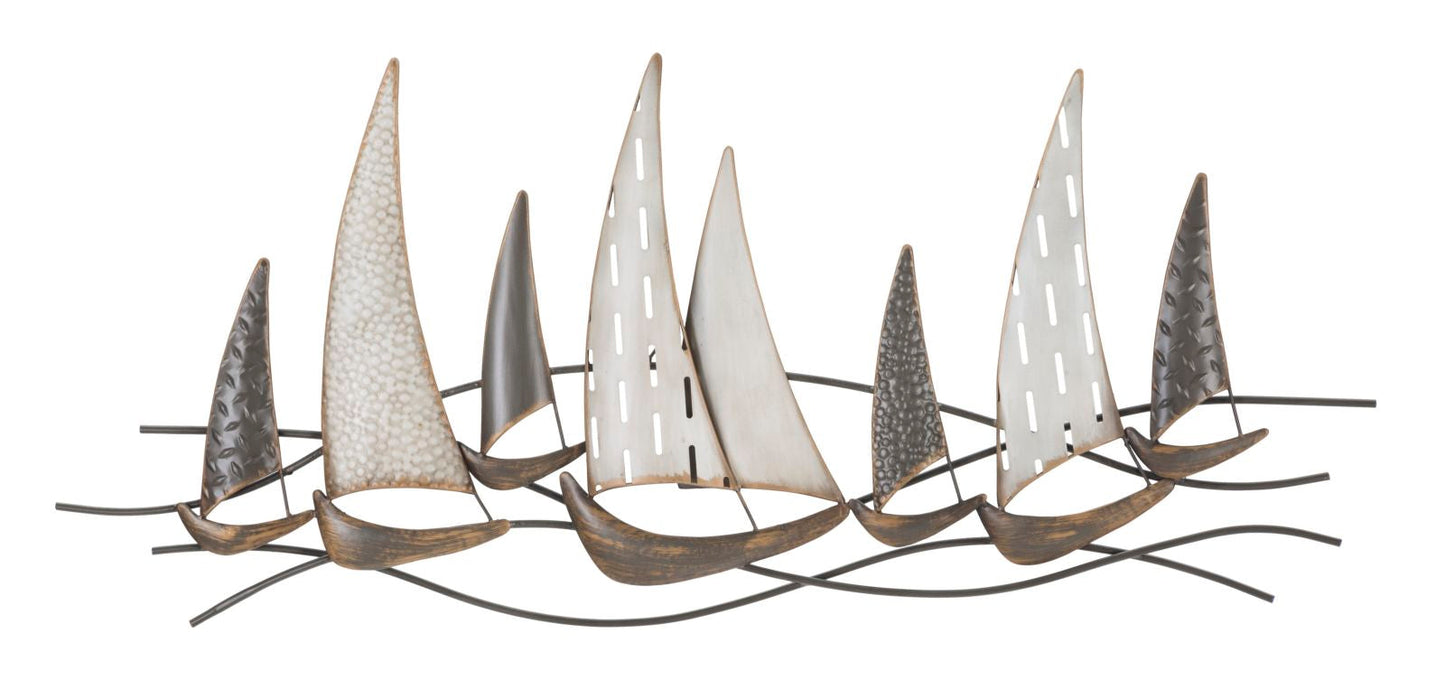 Dekoratives Eisenpaneel mit Segelbooten - 100x3x44 cm