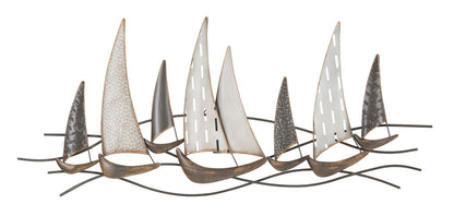 Dekoratives Eisenpaneel mit Segelbooten - 100x3x44 cm