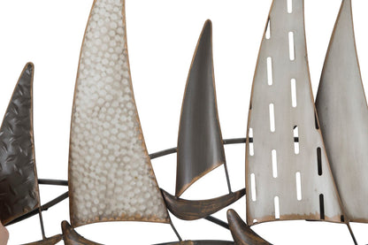 Dekoratives Eisenpaneel mit Segelbooten - 100x3x44 cm