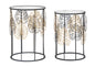 Glam Coffee Tables with Elegant Leaves - Set of 2 cm ø 38x55-33x50