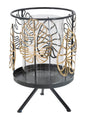 Elegant Candle Holder with Golden Leaf Motif Ø 15x23.3 cm