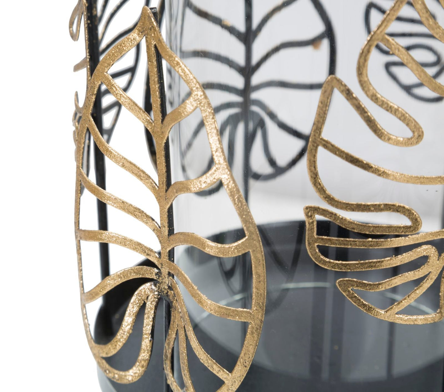 Eleganter Kerzenhalter mit goldenem Blattmotiv Ø 15x23,3 cm