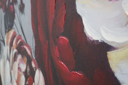 Gemälde auf Leinwand Weiße und rote Blumen mit hellem Hintergrund 150x3,8x76