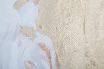Opera d'Arte Floreale su Tela - Fiori Bianchi - 90x3,7x90 cm