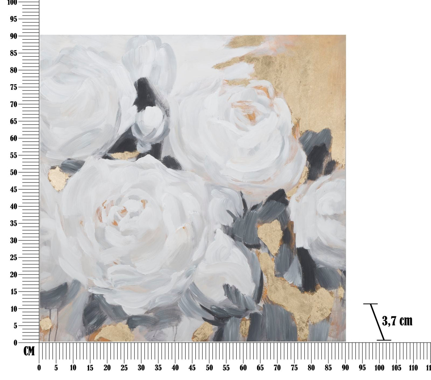 Opera d'Arte Floreale su Tela - Fiori Bianchi - 90x3,7x90 cm