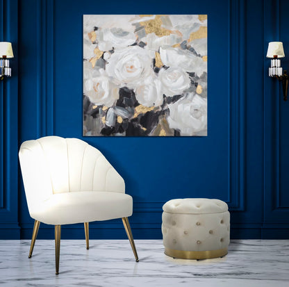 Leinwandbild Weiße Blume – 90x3,7x90 cm