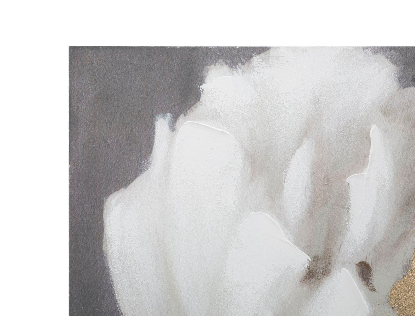 Elegantes florales Gemälde auf Leinwand Weiß/Gold 80x3,7x100 cm
