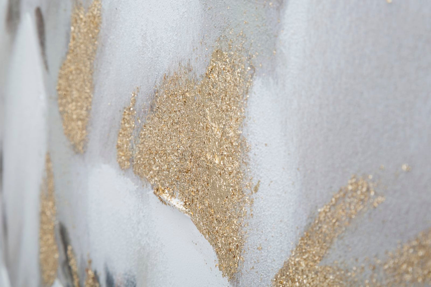 Elegantes florales Gemälde auf Leinwand Weiß/Gold 80x3,7x100 cm
