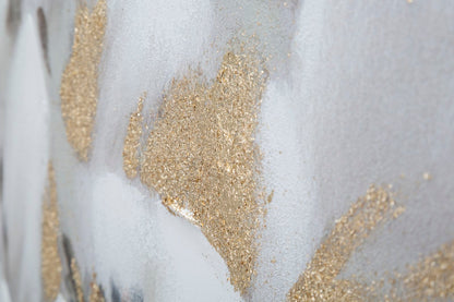 Elegantes florales Gemälde auf Leinwand Weiß/Gold 80x3,7x100 cm