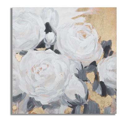 Opera d'Arte Floreale su Tela - Fiori Bianchi - 90x3,7x90 cm