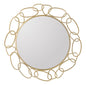 Round gold metal mirror with geometric pattern ø 84x2 cm