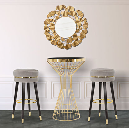 Barhocker Pariser Stil Grau/Gold ø 35x74 cm