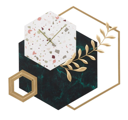 Elegant hexagonal wall clock 62x4.5x62 cm
