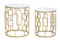 Elegant Cube Side Tables with White Marble Top - Pair Ø 46 cm