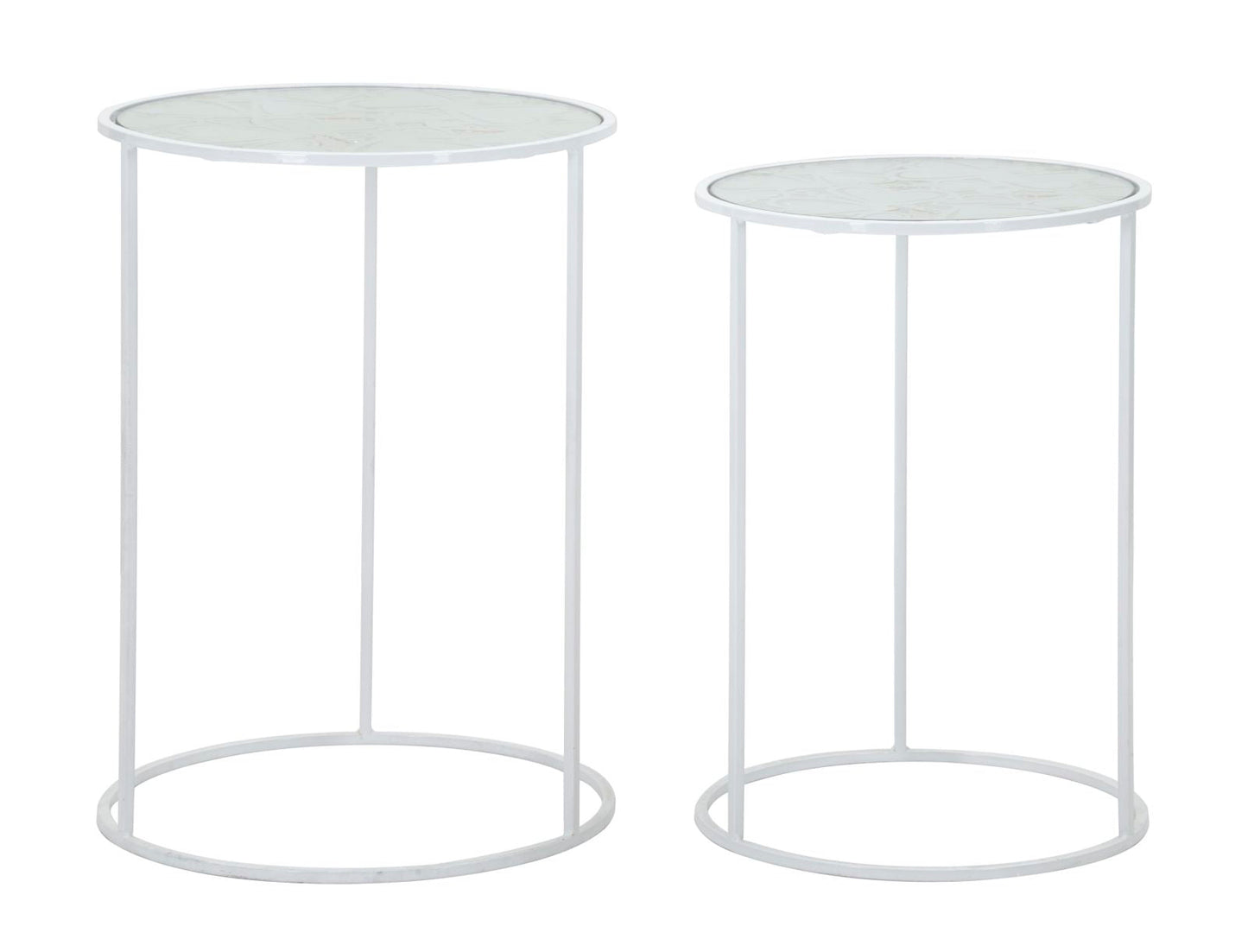 Elegante Beistelltische Harts – Set aus 2 Stück in Weiß Metall Ø 43x60 und 38x55 cm
