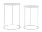 Elegant Harts Coffee Tables - White Metal Pair Ø 43x60 and 38x55 cm