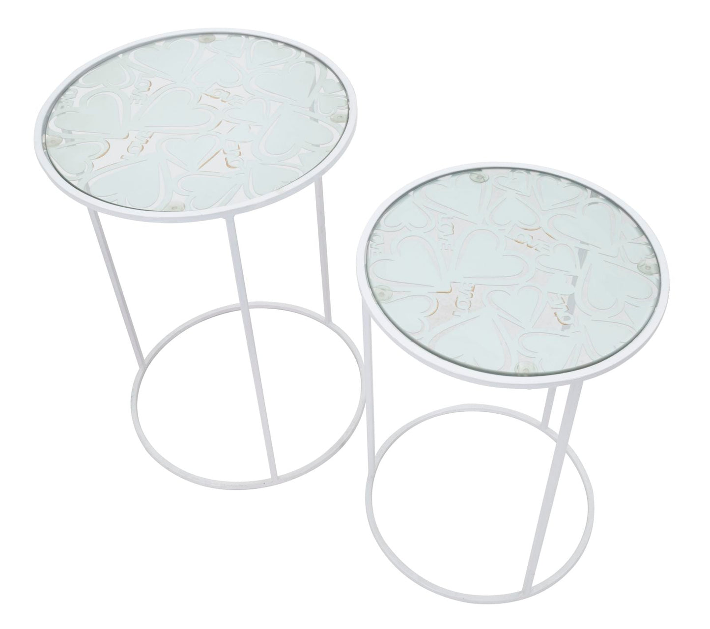 Elegante Beistelltische Harts – Set aus 2 Stück in Weiß Metall Ø 43x60 und 38x55 cm