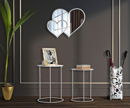 Elegante Beistelltische Harts – Set aus 2 Stück in Weiß Metall Ø 43x60 und 38x55 cm