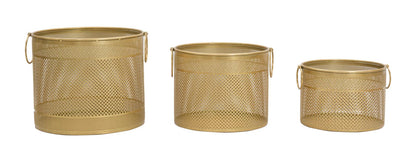 Set mit 3 Käfig-Blumenständern aus goldfarbenem Metall, Ø 40x34, 35x28 und 30x22 cm